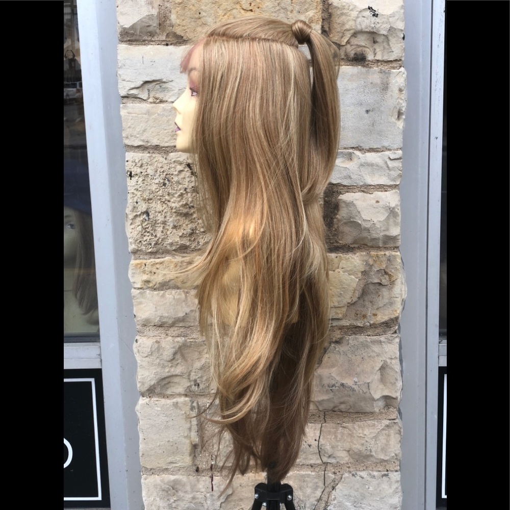 Blonde mix Ponytail Wig Lacefront realistic Look - Picture 2 of 9